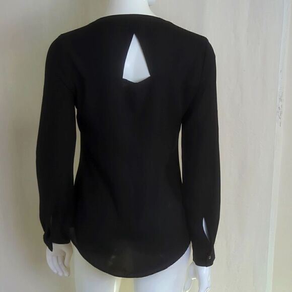 Black Blouse Small Candie's Black Flowy Long Sleeve Shirt Blouse Y2K - Picture 3 of 8